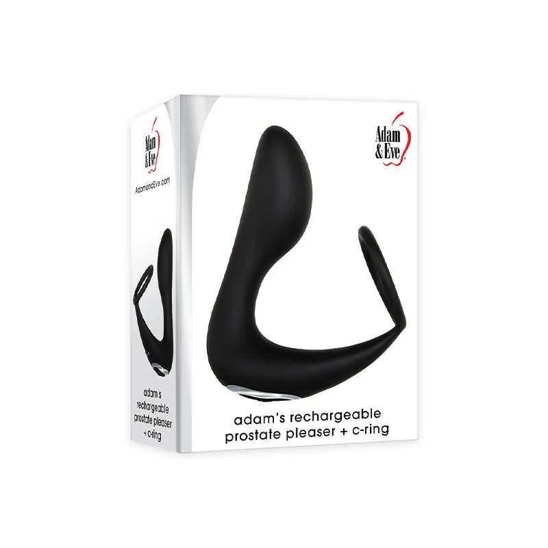 Adam & Eve Adam's Rechargeable Prostate Pleaser   C-Ring Vibrating Cockring and Prostate Stimulator Black