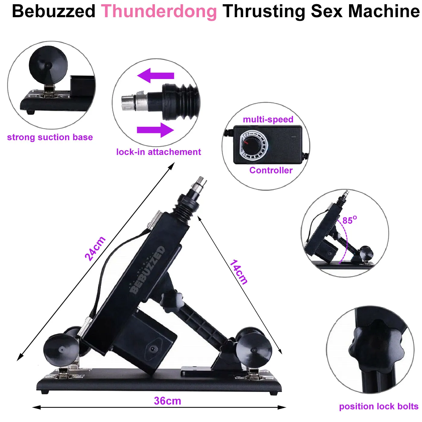 Automatic Remote Control THRUSTING Sex Machine Telescopic 3XLR Dildo