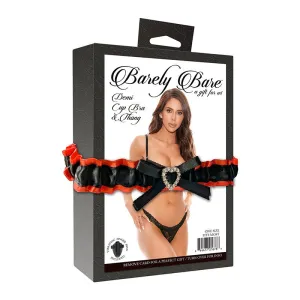 Barely Bare Demi Cup Bra & Thong Black O/S