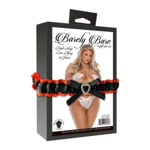 Barely Bare Triple-Strap Lace Thong & Gloves Queen Size White