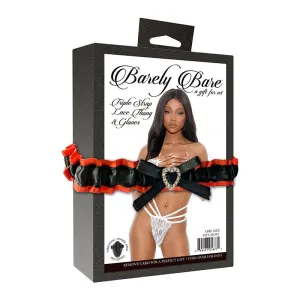 Barely Bare Triple-Strap Lace Thong & Gloves White O/S