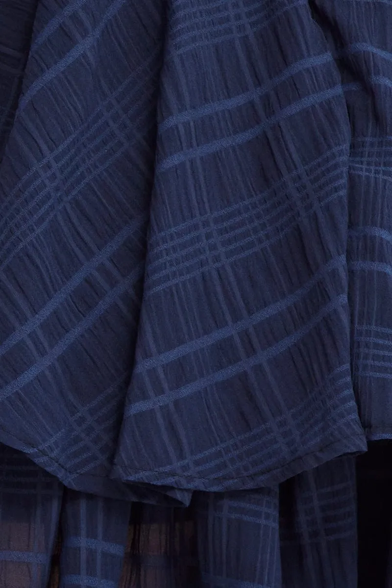 Blue Ruffle Playsuit Long Sleeve Wrap Front