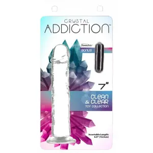 BMS Addiction Crystal Straight 7 Dildo & Power Bullet Vibrator Dong Sex Toy