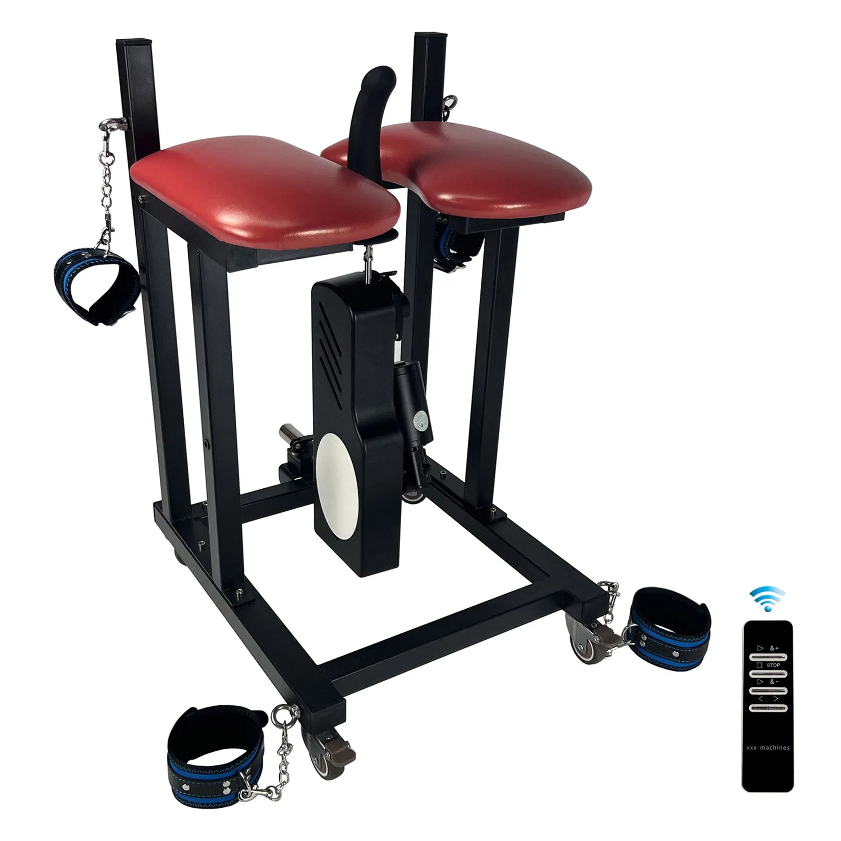 Deluxe Slave Stool with Roussan Sex Machine. Extreme Restraints Sex Furniture