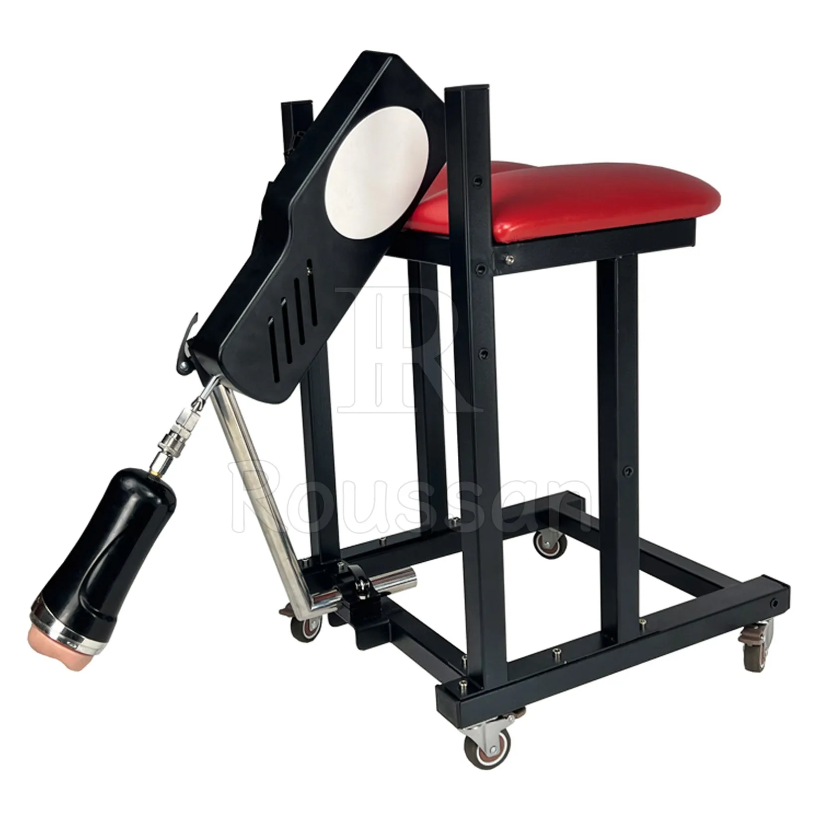 Deluxe Slave Stool with Roussan Sex Machine. Extreme Restraints Sex Furniture
