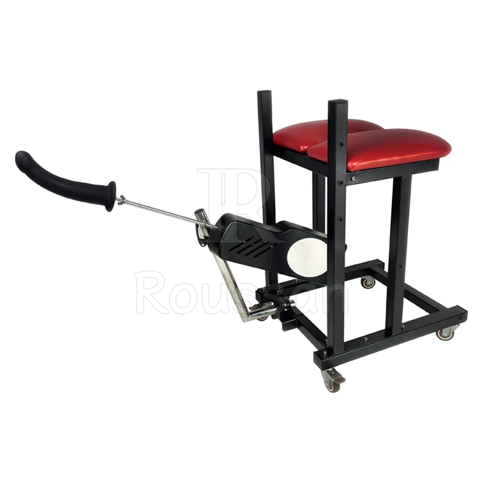 Deluxe Slave Stool with Roussan Sex Machine. Extreme Restraints Sex Furniture