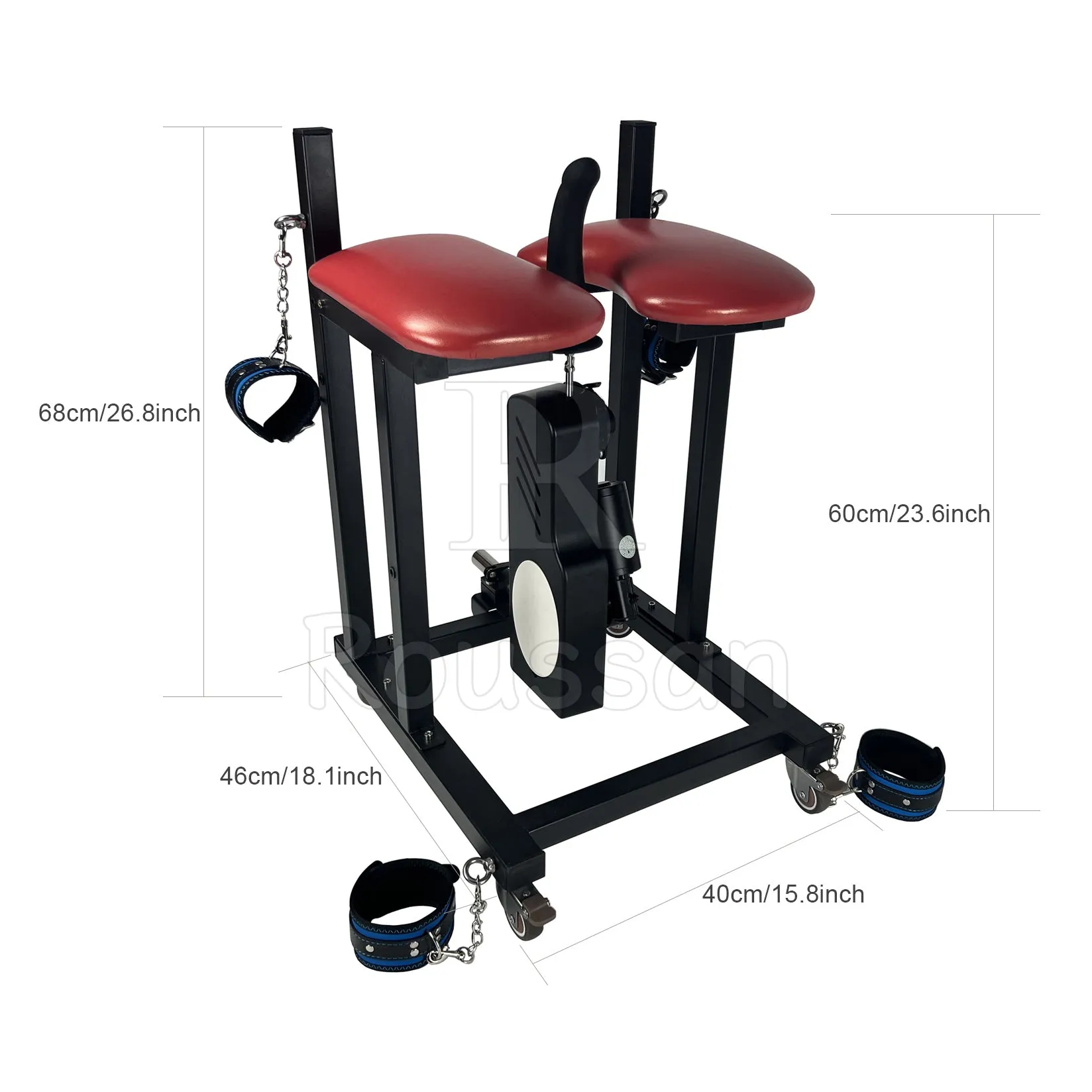 Deluxe Slave Stool with Roussan Sex Machine. Extreme Restraints Sex Furniture
