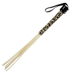 Fetish Pleasure Play Cane w/8 Rattans - Leopard Handle