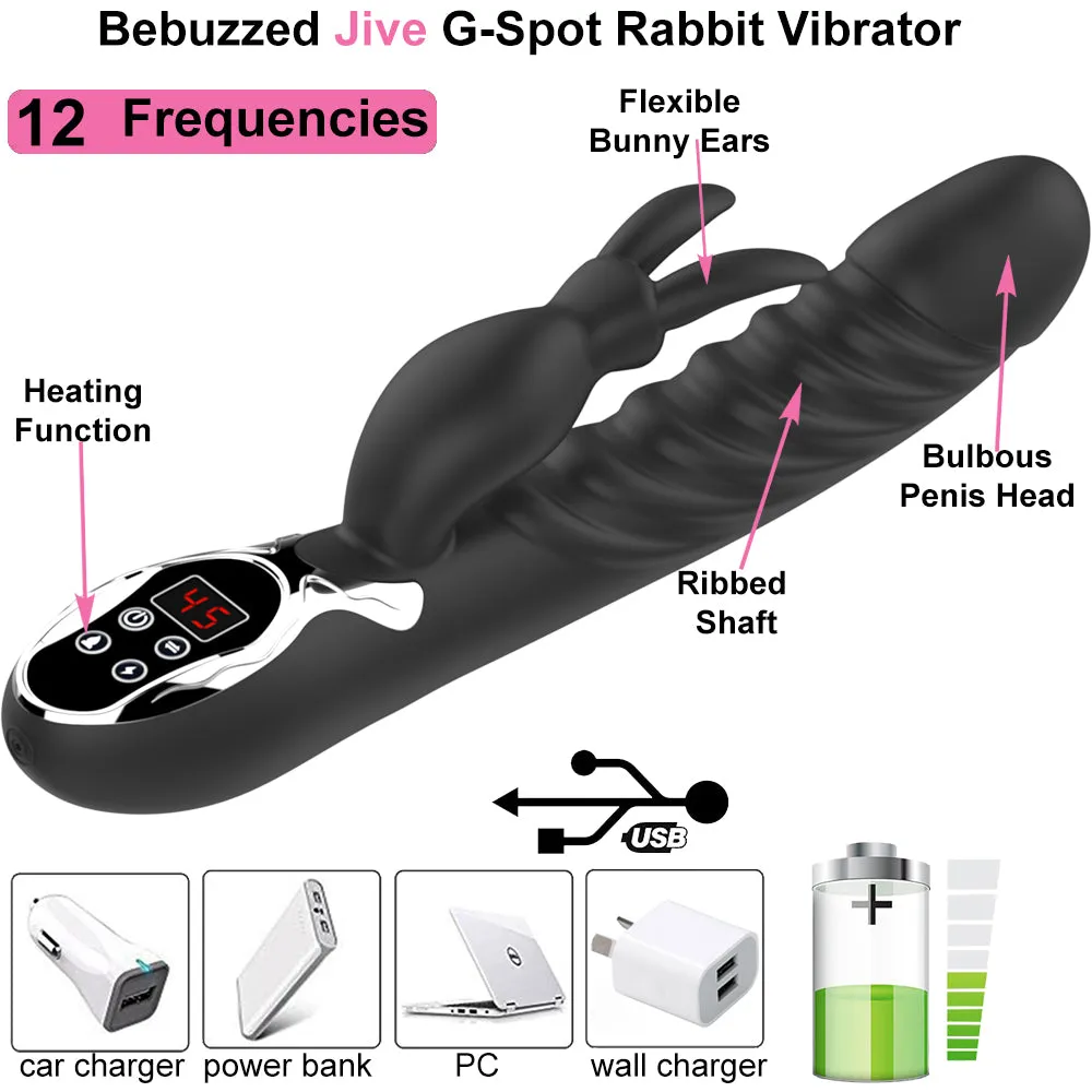Jive Heated USB Rechargeable G-Spot Rabbit Vibrator Clitoral Stimulator Sex Toy