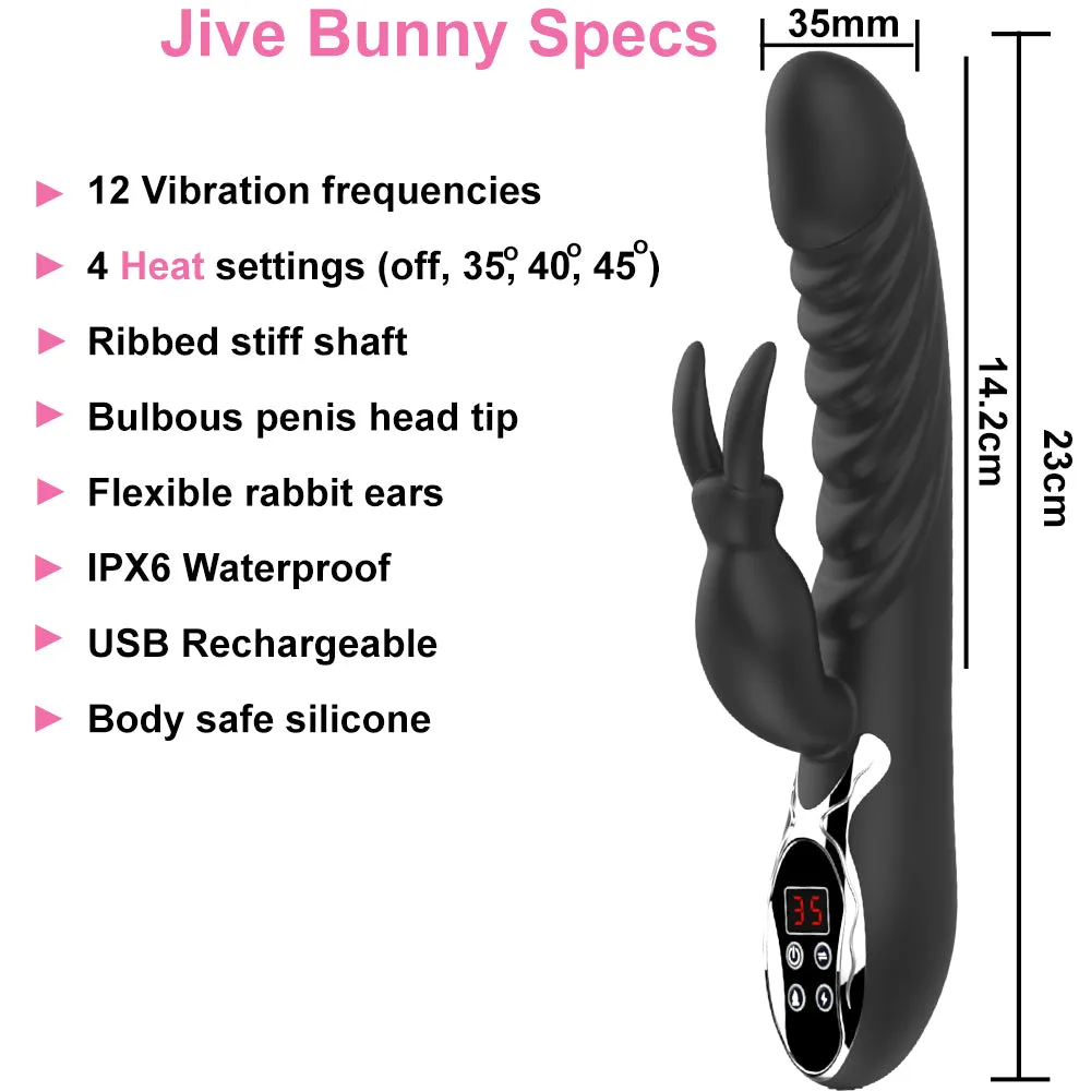 Jive Heated USB Rechargeable G-Spot Rabbit Vibrator Clitoral Stimulator Sex Toy