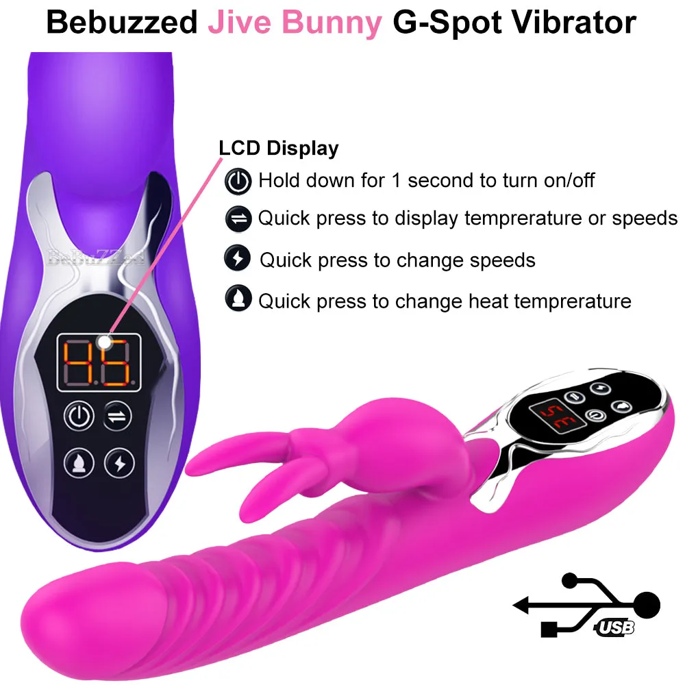 Jive Heated USB Rechargeable G-Spot Rabbit Vibrator Clitoral Stimulator Sex Toy