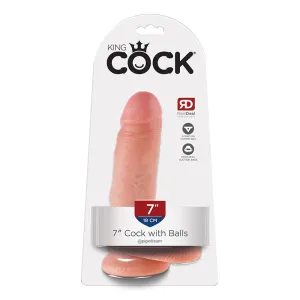 King Cock 7 in. Cock With Balls Realistic Suction Cup Dildo Beige