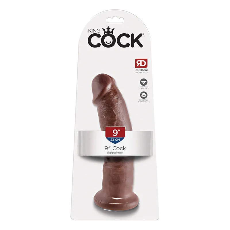 King Cock 9 in. Cock Realistic Dildo With Suction Cup Brown