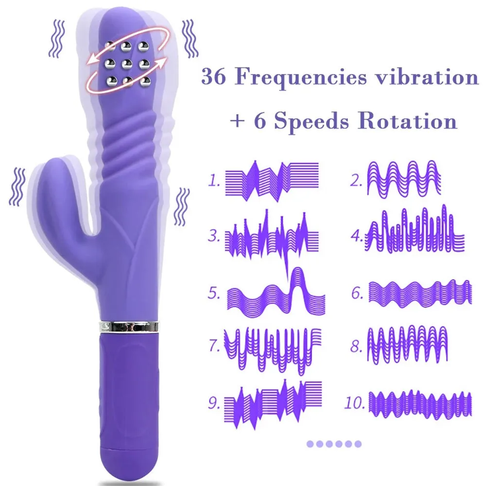 Libo Thrusting Rotating G-Spot Rabbit Vibrator Rechargeable Dildo Purple