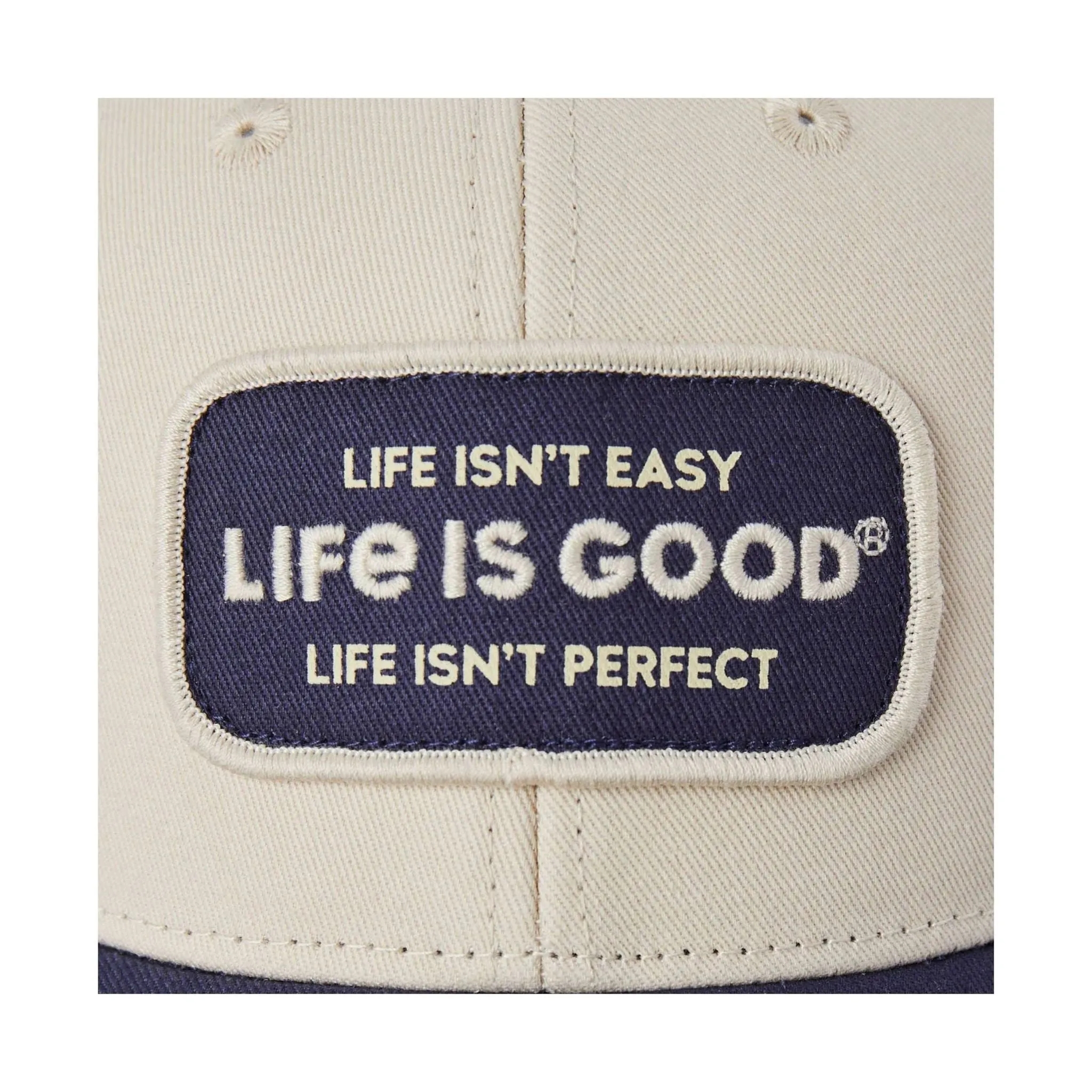 Life Is Good Adult Life Isn't Perfect Patch Trucker Hat - Birch White