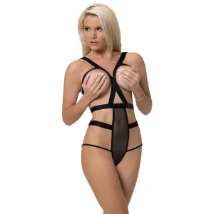 Magic Silk Forever Mesh Cupless & Crotchless Strappy Teddy Black S/M