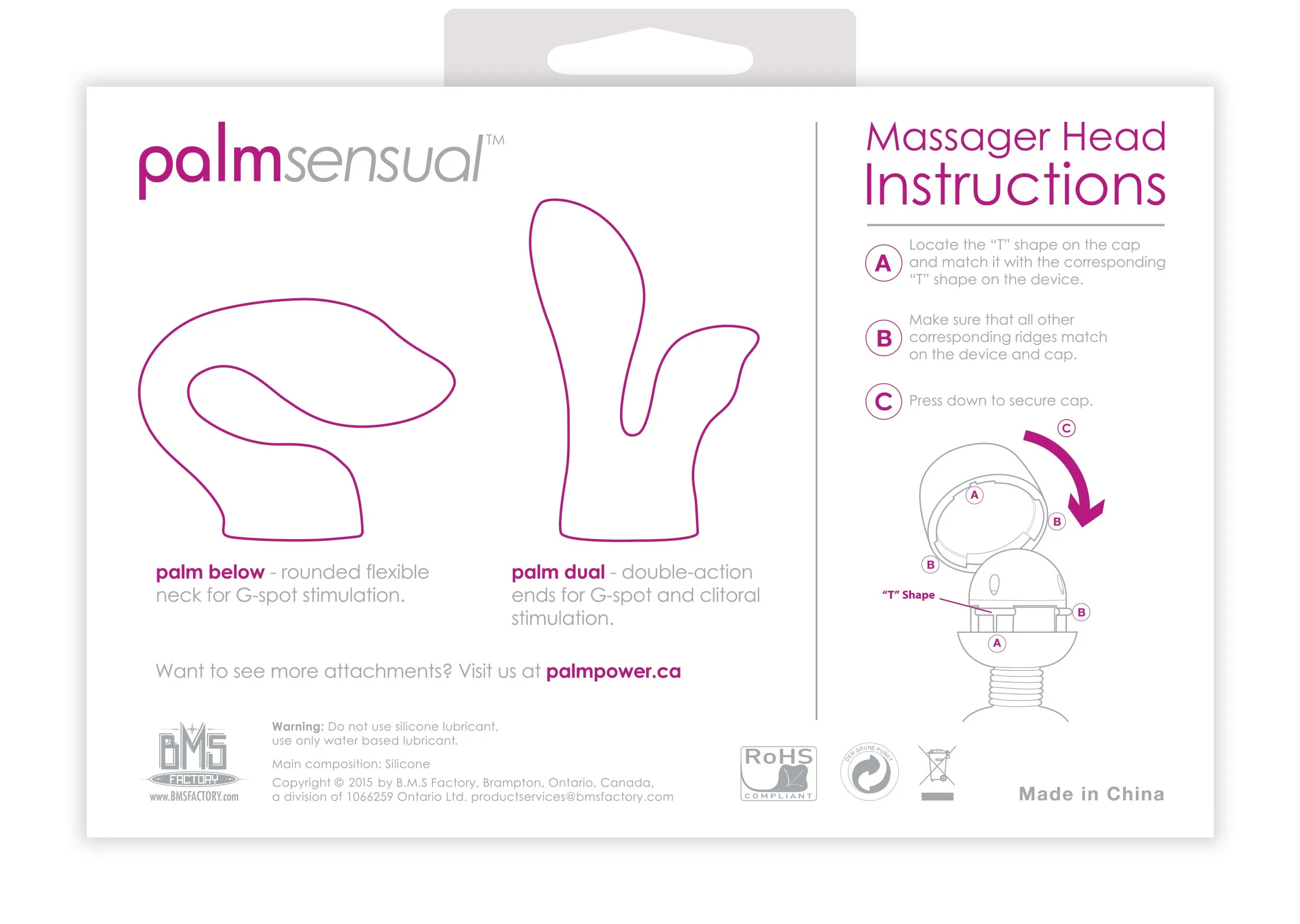 PalmSensual Massager Heads for use with PalmPower Accessory Palm Power