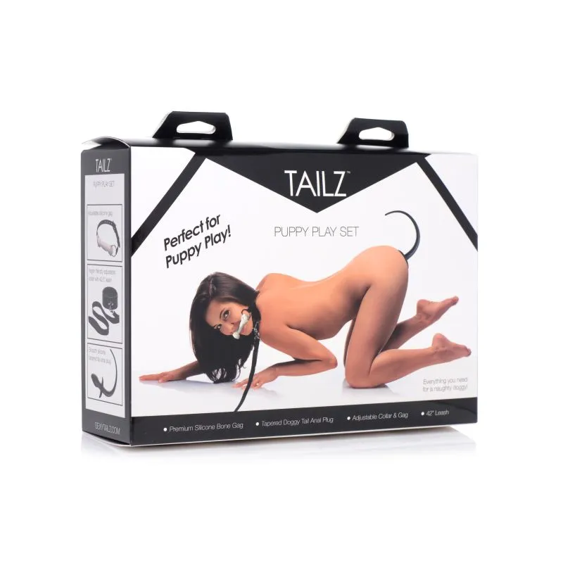 Puppy Play Set inc Gag. Plug. & Collar Black