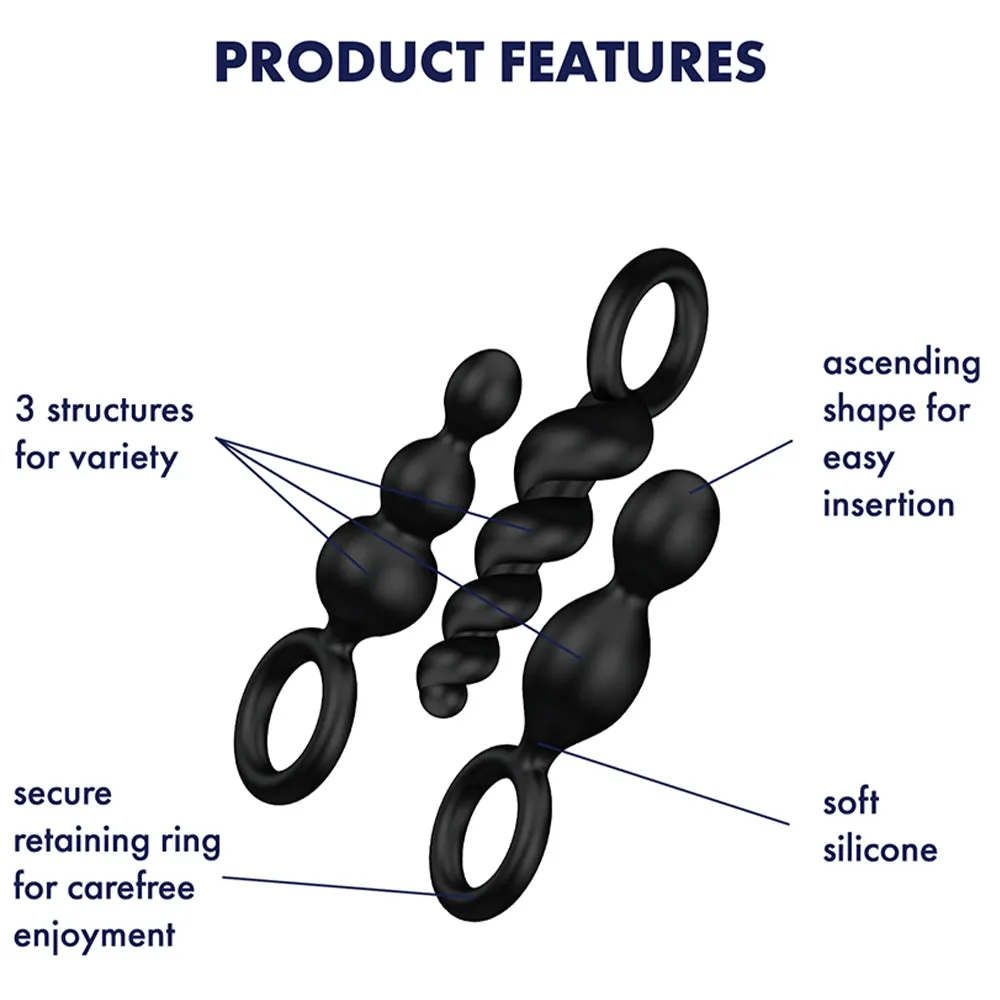 Satisfyer Booty Call Anal Butt Plug Set Silicone 3-Piece Training Kit