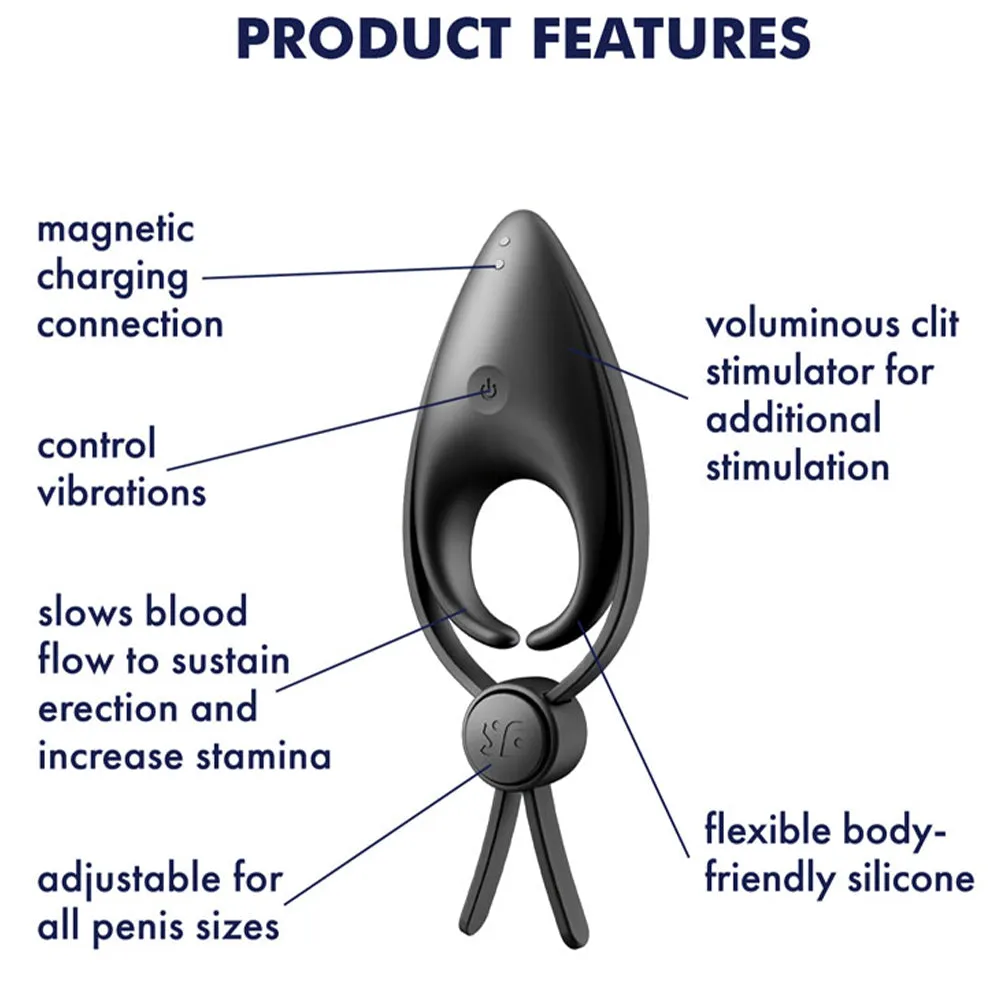 Satisfyer Sniper ADJUSTABLE Vibrating Cock Ring USB Couples Stamina Aid Black