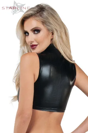 Starline Wet Look Crop Top Turtle Neck B9035
