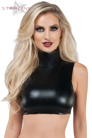 Starline Wet Look Crop Top Turtle Neck B9035