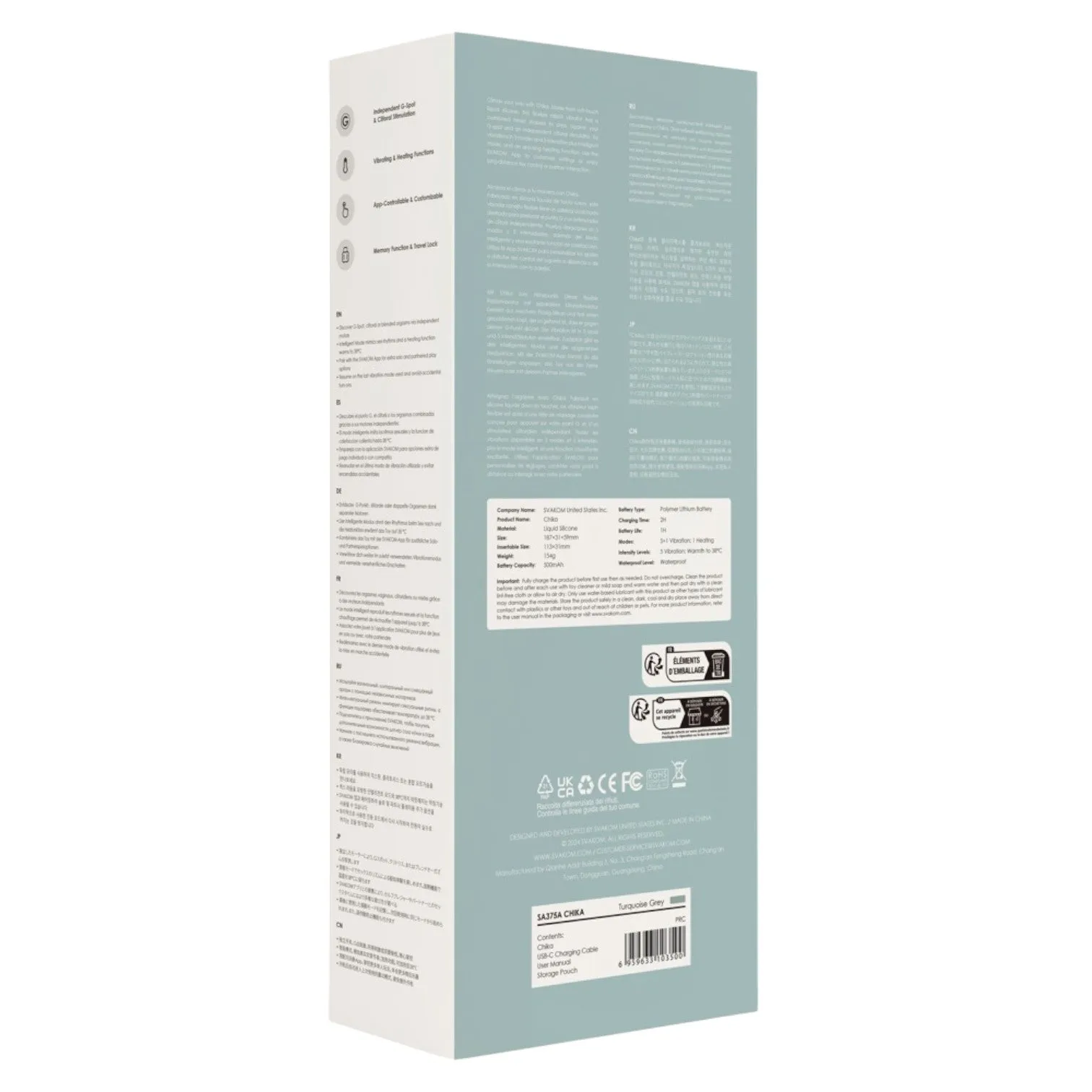 Vibrator rabbit SVAKOM CHIKA. pentru clitoris și punctul G. control prin aplicație. cu funcție de încălzire. 6 funcții de vibrație. verde