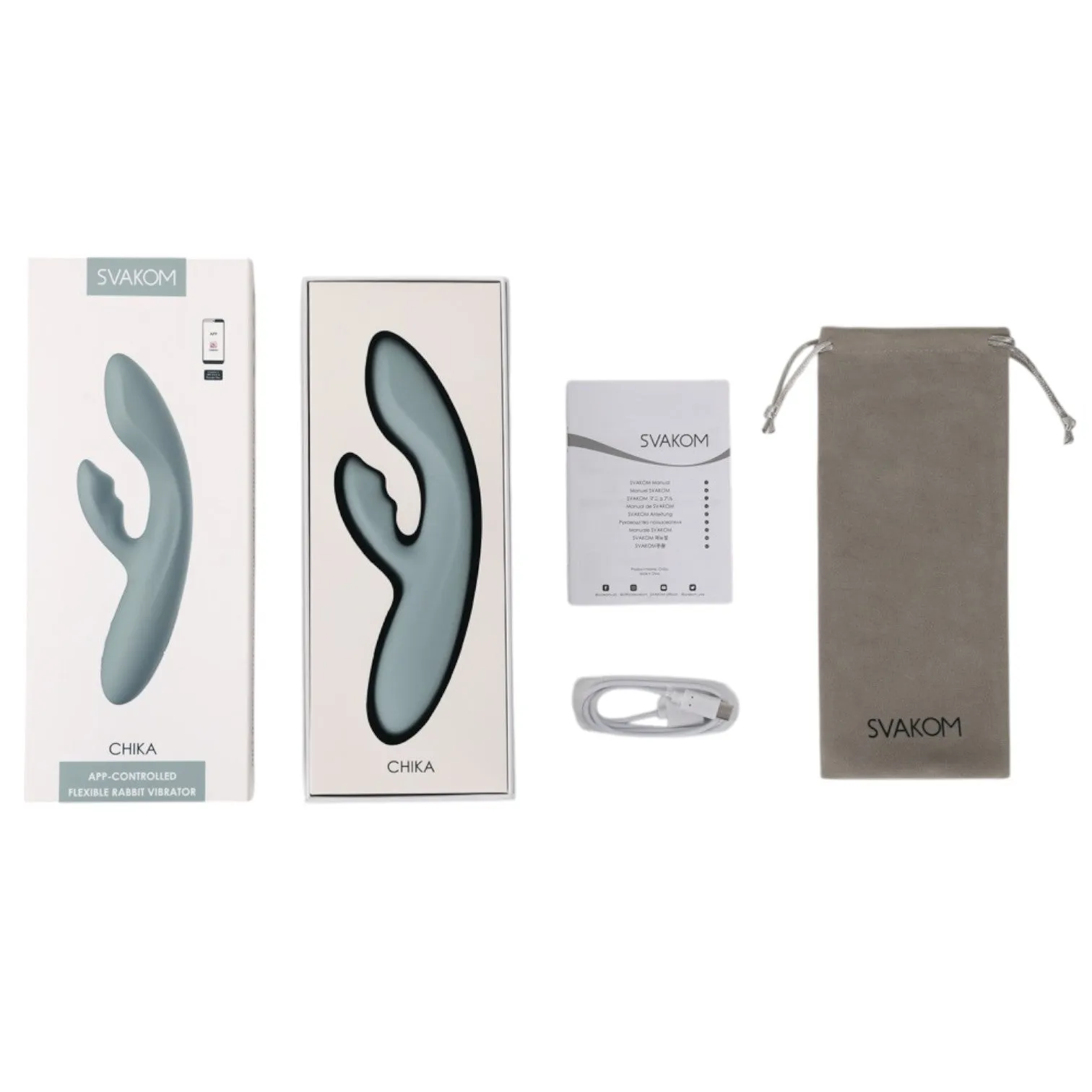 Vibrator rabbit SVAKOM CHIKA. pentru clitoris și punctul G. control prin aplicație. cu funcție de încălzire. 6 funcții de vibrație. verde