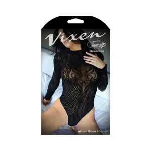 Vixen Wicked Game High High Neck Long Sleeve Lace Bodysuit  Os